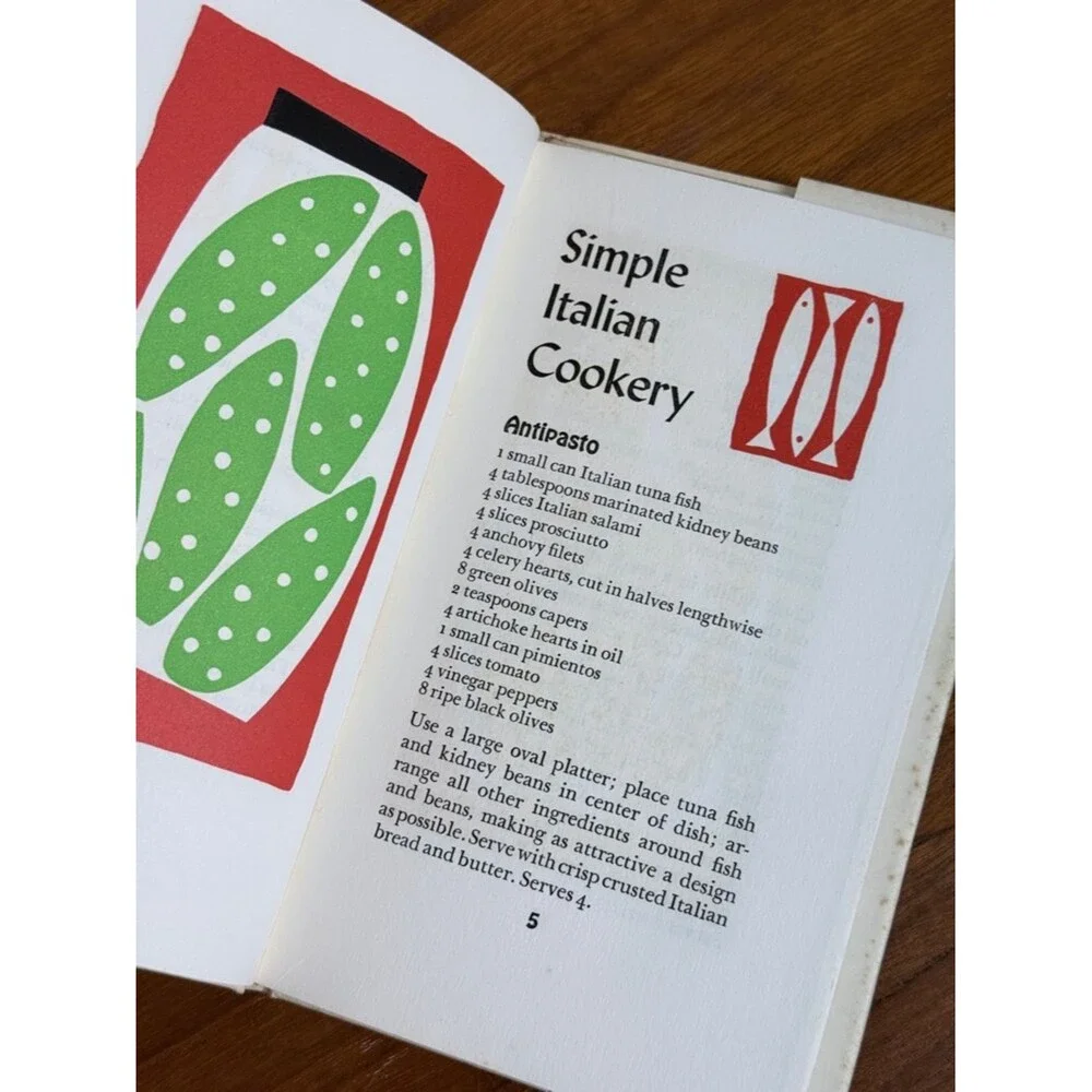 Simple Italian Cookery HC Small Cookbook Mid-Century 1959